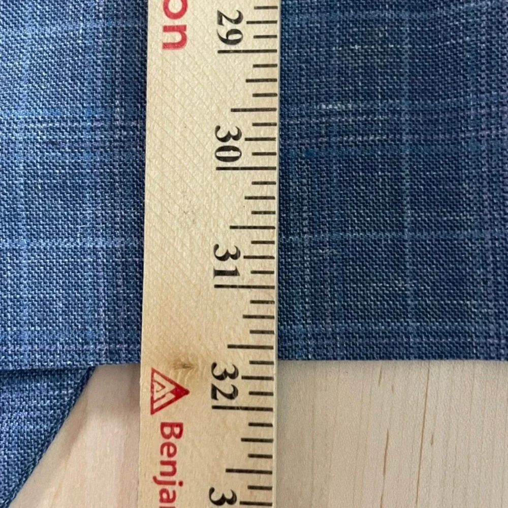 Peter Millar Blazer Mens 50R Blue Plaid Silk Linen Wool E. Thomas Italian Fabric